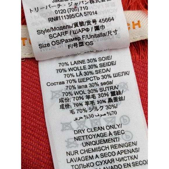 TORY BURCH logo jacquard wool and silk women's traveler scarf - BRIGHT RED - Picture 6 of 8